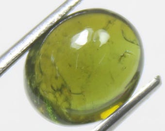 Natural Green Tourmaline Cabochon 1 Piece In Oval Shape 4.10 Carats 8x10 mm Size For Making Jewelry