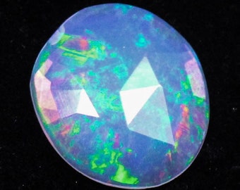 Natural Ethiopian Opal Rose Cut Gemstone: Multi Fire Oval, 3.65 Cts (17x15x3 MM)