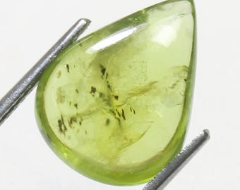 Green Peridot Cabochon: 8.00 Carat Pear-Shaped Gemstone