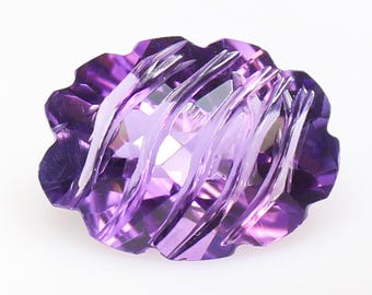 Natural Purple Amethyst Carving: Oval Loose Gemstone, 10.00 CT