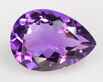 Faceted Pear Shape Amethyst Gemstone: Natural AAA+ Purple Crystal (18x13x8 mm, 9.85 CT)