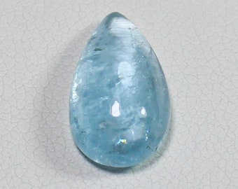 Natural Blue Aquamarine Cabochon: 4.70 ct Pear Gemstone (15x9x5 MM)