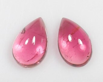 Pink Tourmaline Pear Cabochon Pair: Natural Gemstone for Earrings (5.75 CTS, 11x7x5 MM)