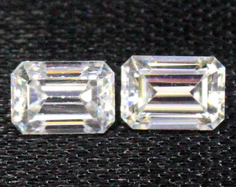 Emerald Cut White Moissanite Diamond Pair: 2.00 Carats, 7x5x3 mm