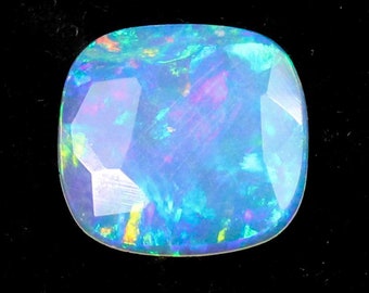 Natural Ethiopian Opal Slice: Cushion Rose Cut Gemstone (12x12x2MM, 1.80 Cts)