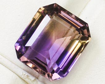 Natural Bio Ametrine Gemstone: 7.45 Carat Square, 12x11x7 mm
