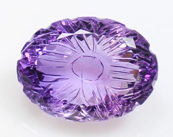 Natural Amethyst Flower Carving: Purple Loose Gemstone (22x16x11mm)