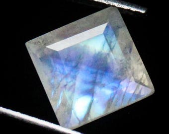 Faceted Rainbow Moonstone Gemstone: 3.75 Carat Rectangle, 9x9x5 mm