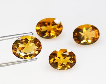 Natural Faceted Yellow Citrine Lot: Oval Gemstones for Jewelry (6.60 Carats)