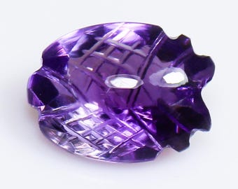 Natural Purple Amethyst Carving: Oval Loose Gemstone (10.50 CT, 17x13x9 mm)