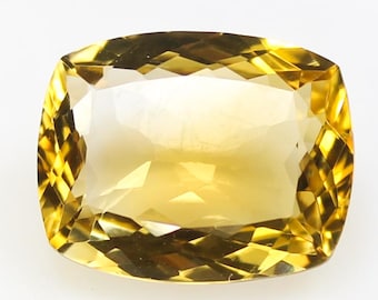Natural Yellow Citrine Gemstone: 9.15 CTS Cushion Cut, 16x12mm