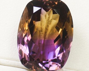 Natural Bio Ametrine Gemstone: 12.85 Carat Cushion, 16x12x9 mm