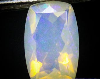 Faceted Ethiopian Opal: 1.45 Carat Cushion Cut Gemstone