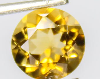 Faceted Citrine Gemstone: Round Yellow Jewelry Making Stone, 1.70 Carat