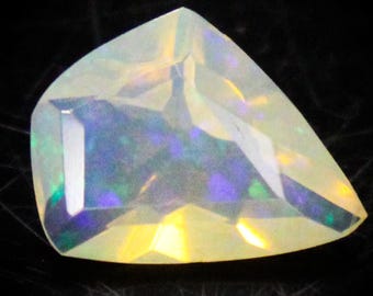 Faceted Ethiopian Opal Gemstone: 1.80 Carat Fancy White Opal for Jewelry Making