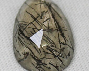 Black Rutile Quartz Rosecut Gemstone: 4.25 Carat Faceted Stone, 15x10x4 mm