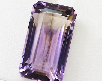 Natural Bio Ametrine Gemstone: 7.35 Carat Square, 15x8x7 mm