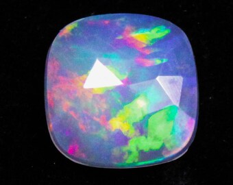 Natural Ethiopian Opal Rose Cut Gemstone: Multi-Fire Cushion, 2.60 Cts (13x12x4 MM)