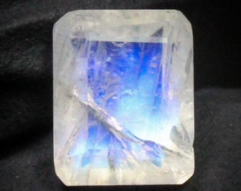 Faceted Rainbow Moonstone Gemstone: Rectangle Cut, 3.00 Carats