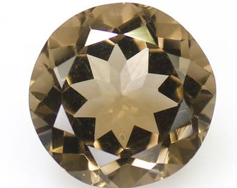 Faceted Brown Smokey Quartz: Round Cut Gemstone, 7.30 Carats
