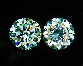Blue Moissanite Diamond Pair In Round Shape For Jewelry Making, Earrings , 3.70 Carats 8x5 mm Size From Arizona Blue Color Moissanite