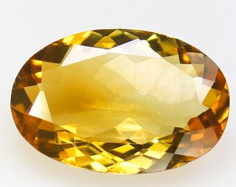 Natural Yellow Citrine Gemstone: Faceted Oval Cut, 7.50 CTS