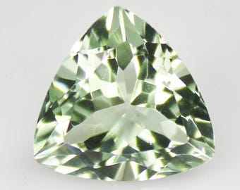 Faceted Green Amethyst Trillion Cut Gemstone: 3.40 Carats, 11x11x6 mm