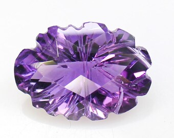 Purple Amethyst Carving: 9.95 CT Oval Loose Gemstone (18x13x9 mm)