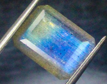 Faceted Black Labradorite Gemstone: Rectangle Jewelry Making Stone, 4.60 Carats