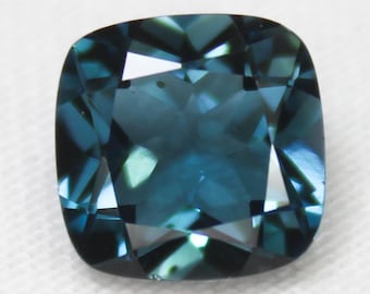 Faceted London Blue Topaz: 3.22 Carat Cushion Cut Gemstone, 9x9x5 mm