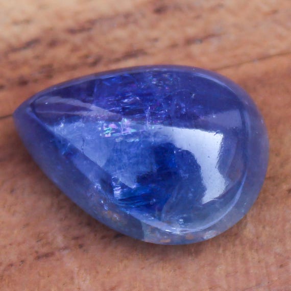 Natural Tanzanite Pear Cabochon: Loose Purplish Blue Gemstone, 14.40 Carat