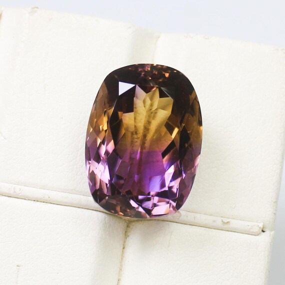 Natural Bio Ametrine Gemstone: 12.85 Carat Cushion, 16x12x9 mm