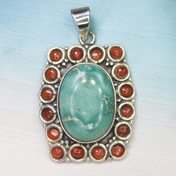 Natural Blue Turquoise Sterling Silver Pendant Necklace - No Birthstone