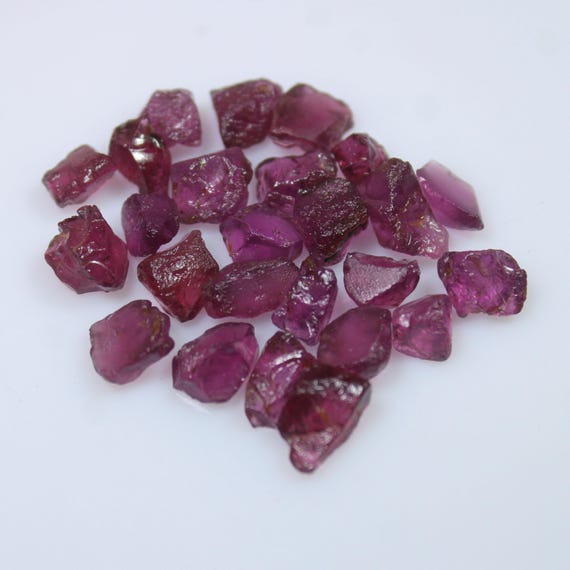 Natural Purple Garnet Rough Lot For Cutting And Making 7 mm to 15 mm Size 52.50 Carats Lot Small Size Raw 25 Pcs Lot In Purple Color