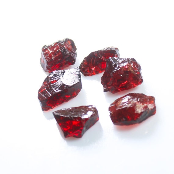 Red Garnet Raw , 6 Pcs, Clean Garnet Raw, Dark Red Garnet Raw, Top Quality Garnet Rough Making For Gemstones & Jewelry, 15mm - 19mm
