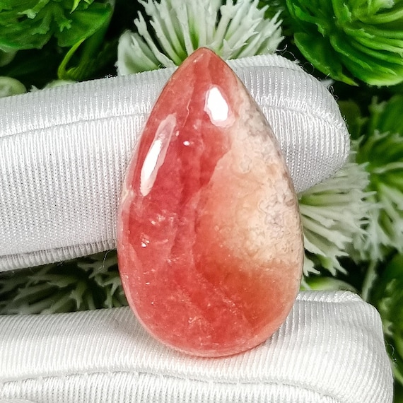 Pear Rhodochrosite Cabochon: Natural Pink Gemstone (32x19x7mm)