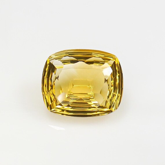 Natural Yellow Citrine Gemstone: 13.10 Carat Cushion Cut