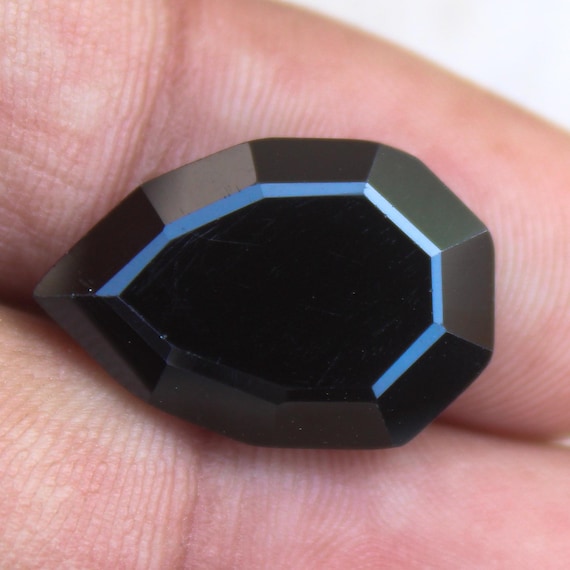 Natural Black Spinal Flat Back Gemstone: Faceted Jewelry Making (19x13x3 MM, 10.50 CTS )