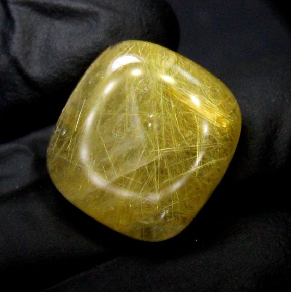 Golden Rutile Quartz Cabochon: Cushion Cut Gemstone, 20.50 Carats