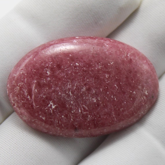 Natural Rhodonite Cabochon: AAA+ Oval Gemstone, 50.00 Carat 32x22x6 mm Size