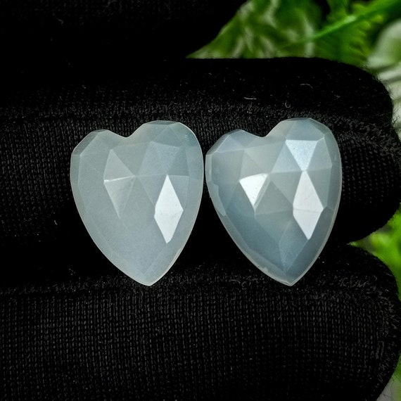Heart Shape Moonstone Pair: Rose Cut Gemstones, 10.00 Cts