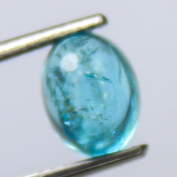Natural Blue Apatite Cabochon: 2.00 Carat In Oval Shape Gemstone, 6x8x5 mm