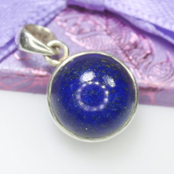Natural Blue Lapis Sterling Silver Pendant Necklace - December Birthstone