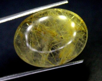 Golden Rutile Quartz Cabochon: Oval Gemstone for Jewelry Making (15.00 Carats, 20x15.5mm