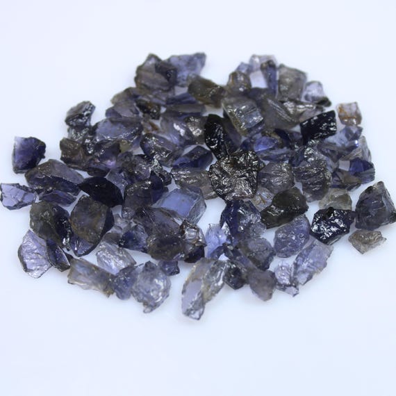 Natural Blue Iolite  Rough Lot For Cutting And Making 4 mm to 11 mm Size 95.00 Carats Lot Medium Size Raw 99 Pcs Lot In Blue Color