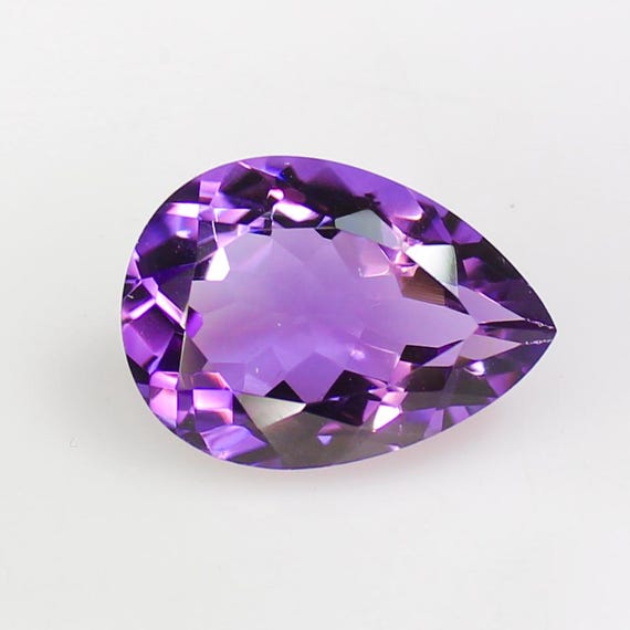 Faceted Pear Shape Amethyst Gemstone: Natural AAA+ Purple Crystal (18x13x8 mm, 9.85 CT)