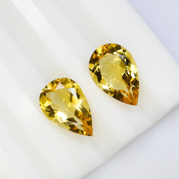 Natural Yellow Citrine Pear Cut Pair: 5.00 CTS Gemstones