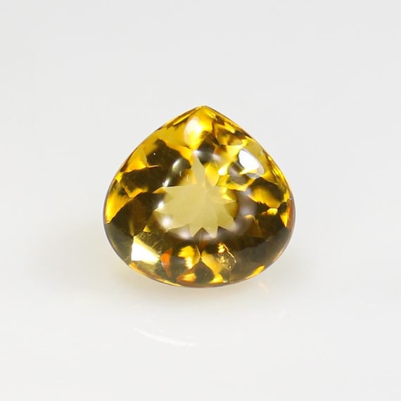 Faceted Yellow Citrine Heart: Natural Gemstone for Jewelry Making