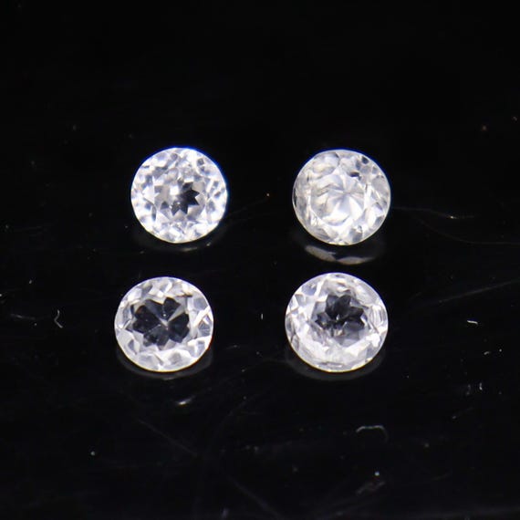Faceted White Zircon Round Gemstones: 2.55 Carats, 4-5mm, Jewelry Making