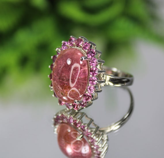 Natural Pink Tourmaline .925 Sterling Silver Ring - US Size 8